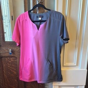 Koi lite Pink and Gray ombré scrub top